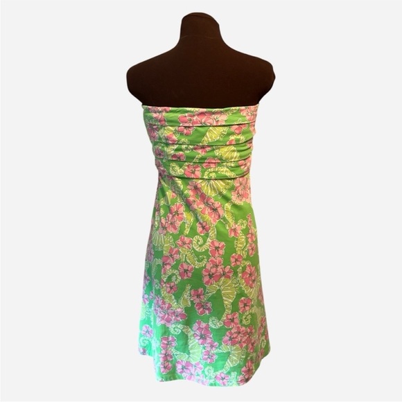 Vintage Lilly Pulitzer Petula Limeade Floater Coral Me Crazy Strapless Dress M - Picture 4 of 13